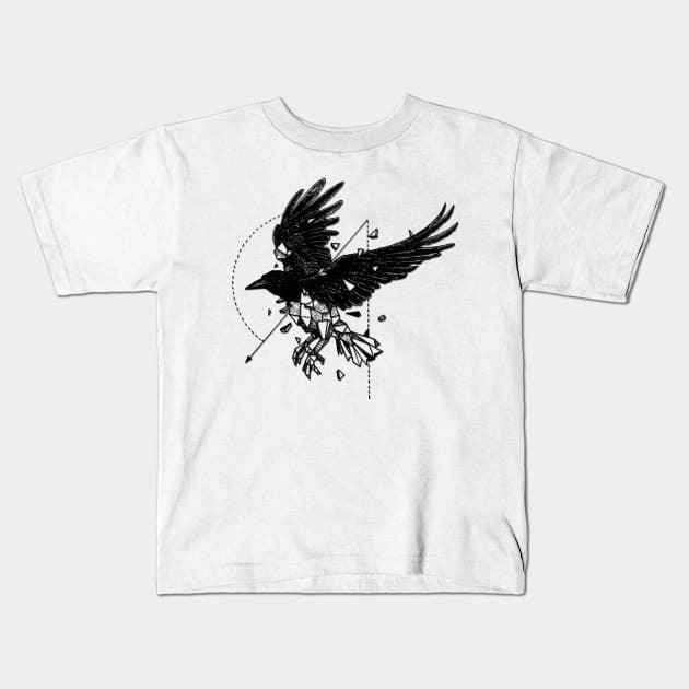 Geometerical Crow - Tattoo Design Kids T-Shirt by Affiliate